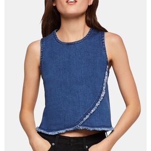 BCBG Frayed Denim Top